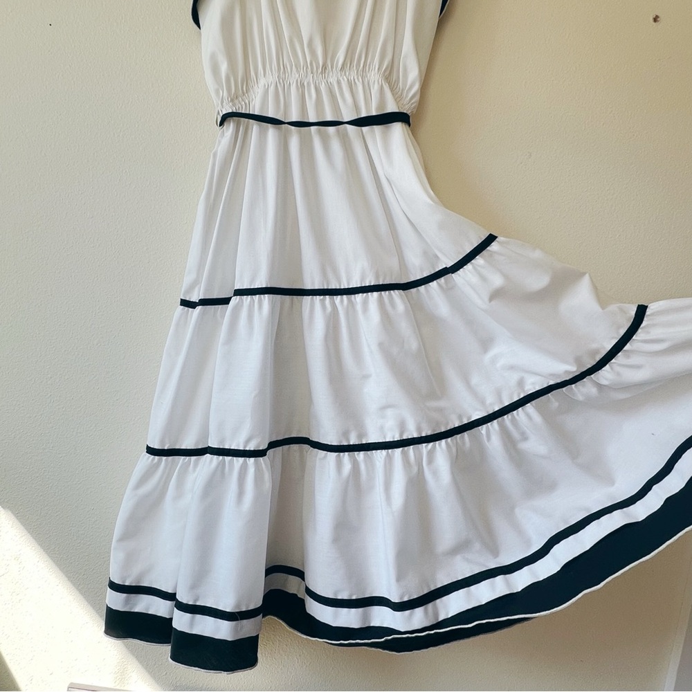 Vintage black and white tiered spaghetti strap midi dress‎ - Picture 3 of 7